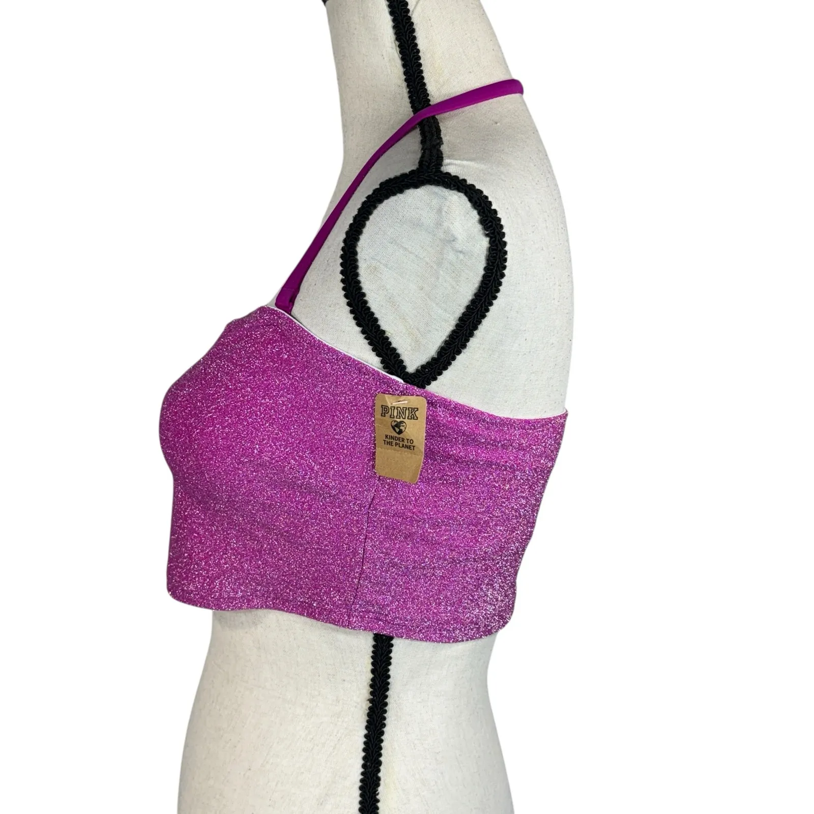 Victoria's Secret PINK Large Bandeau Bikini Swim Top Shimmery Stretch Padded Cup - Image 6