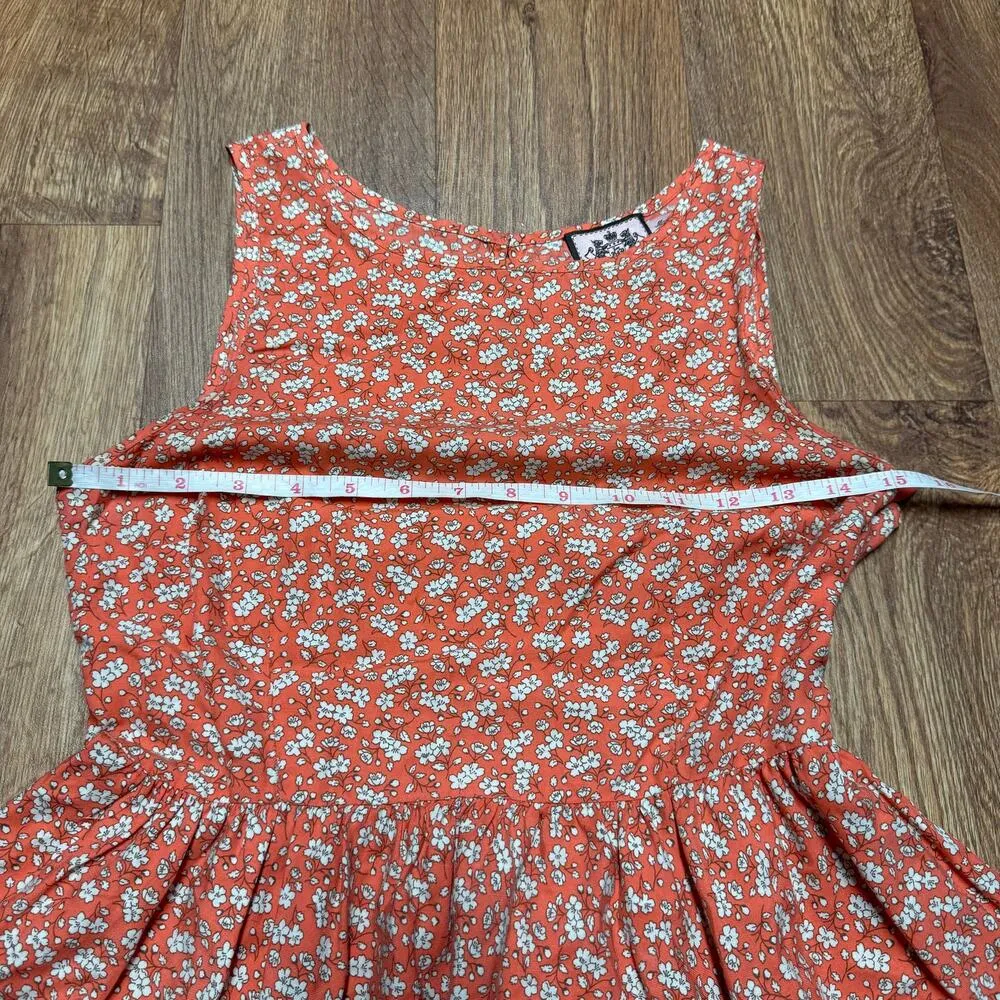 Juicy Couture Womens Orange White Micro Print Silk Fit Flare Skater Dress 2/XS - Image 10