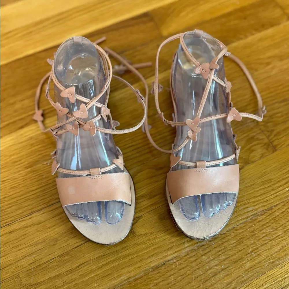 Loeffler Randall Heartla Ankle Wrap Gladiator Sandal Pink Nude Leather Heart 6.5 - Image 5