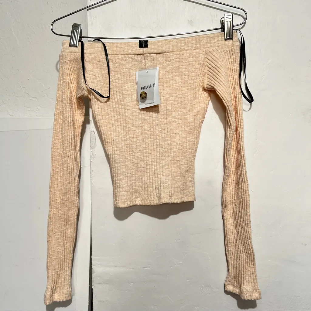 Forever 21  knit top cold shoulder rib knit sweater  :Box001: - Image 2
