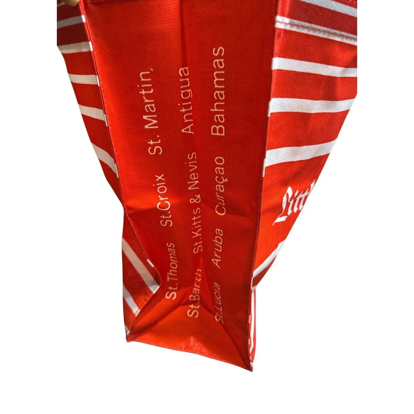 Little‎ Switzerland Vintage 1980’s Red White Stripe Beach Shoulder Bag Nautical - Image 8