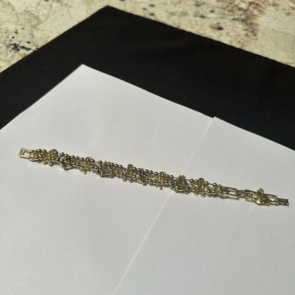 Signed Avon Christmas Holiday Bracelet 7 1/2 Inch / Extension For 9 Inch Gold - Image 8