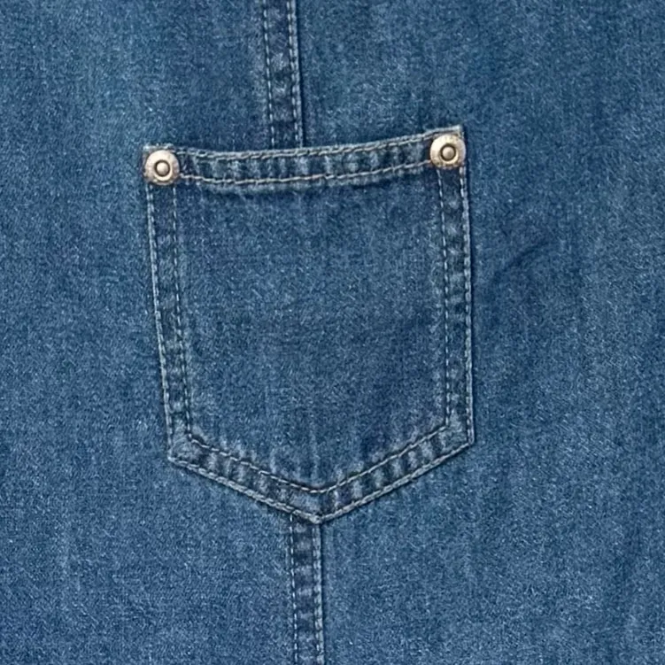 Vintage Denim Zip Front Jumper Dress Sleeveless Pockets 90s Minimalist large Blue - Image 7