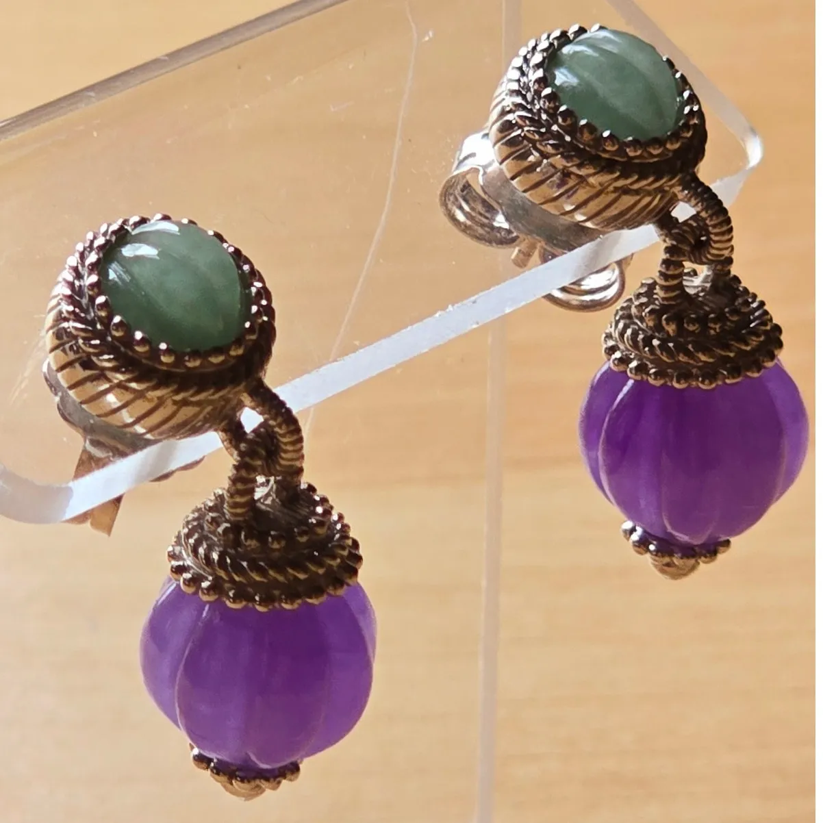 Judith Ripka Sterling Silver 925 Beaded Dangle Earrings Jade Purple Fine Jewelry - Image 2
