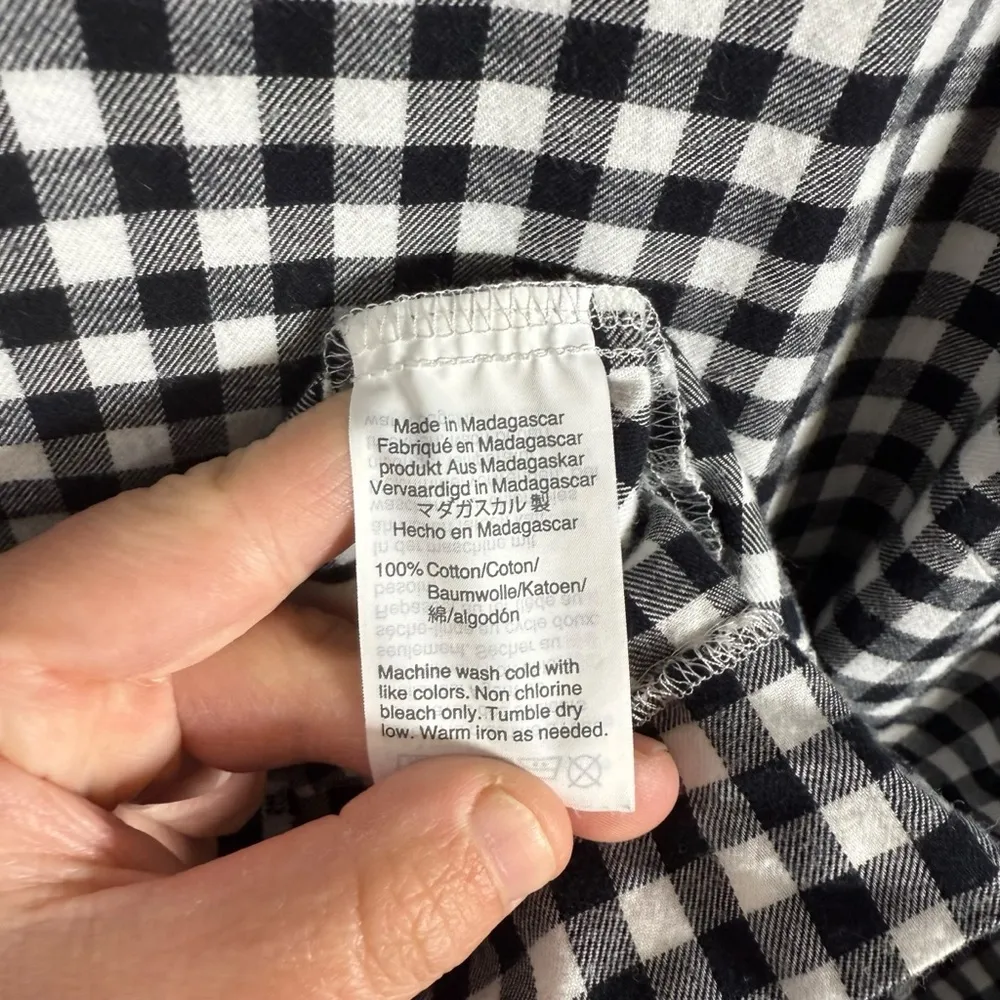 J. Crew Women’s Flannel Gingham Ruffle Mini Dress Black/White Size XL - Image 10