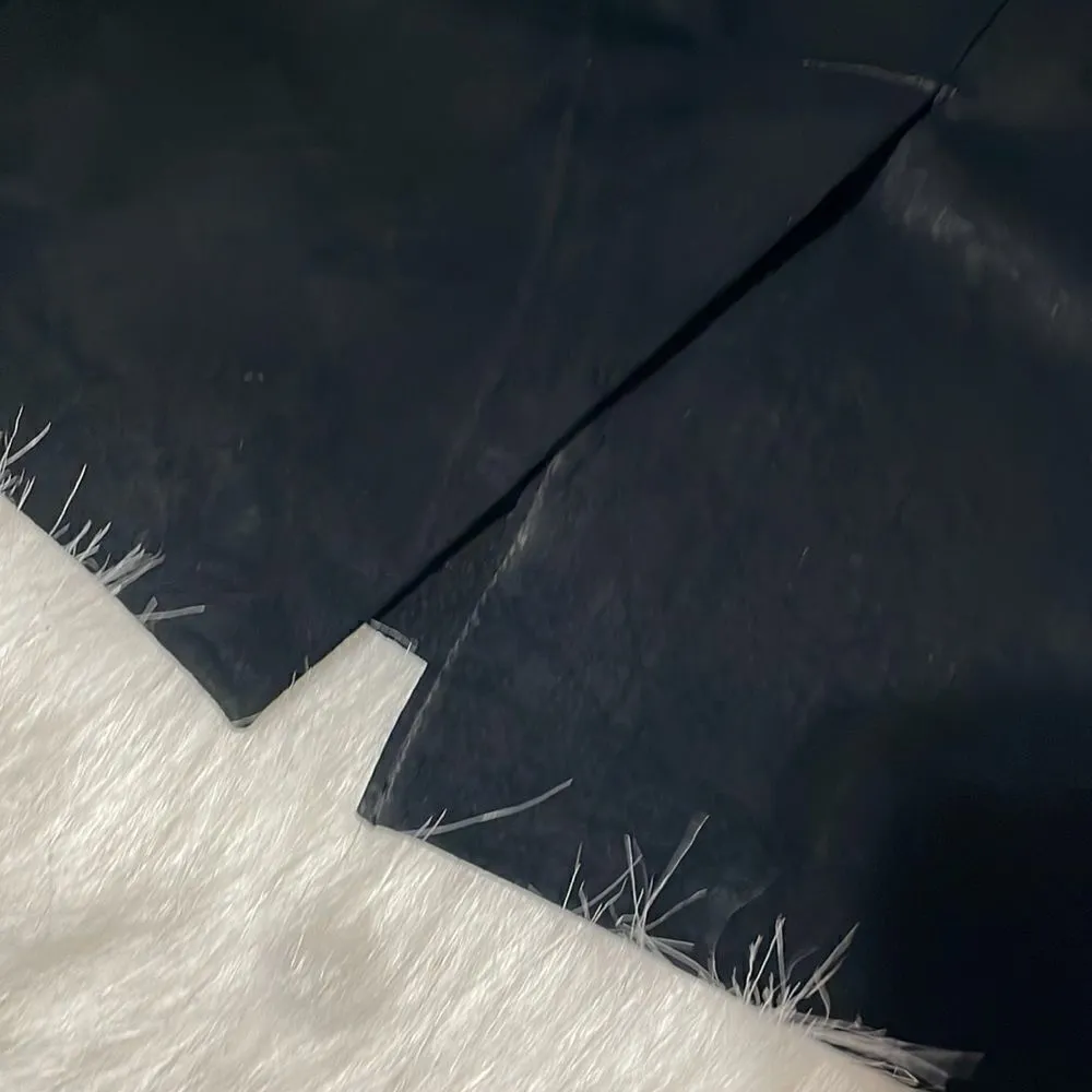 Lord & Taylor Leather Suede Pencil Skirt Black Vintage With Box Size 8P Black - Image 9