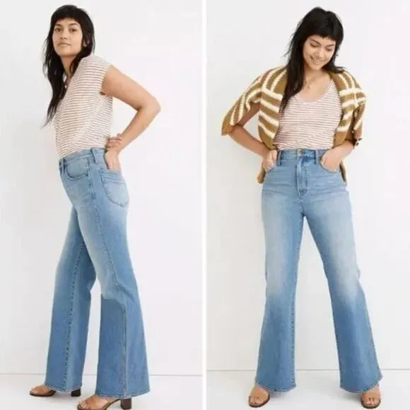 NEW Madewell * hemmed* High-Rise Flare Jeans‎ in Caine Wash, 25 - Image 3