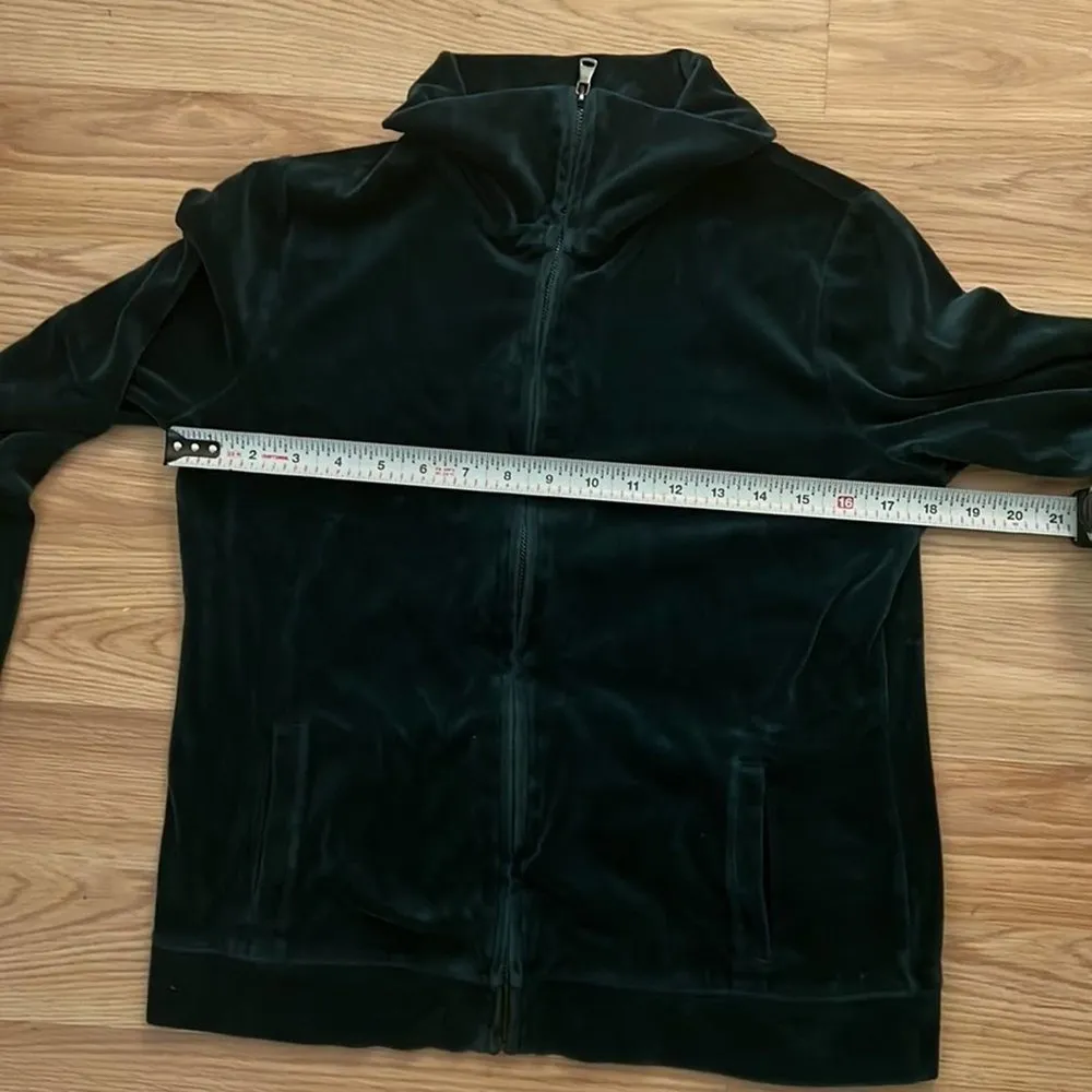 Talbots green velour zip up jacket size petite small - Image 9