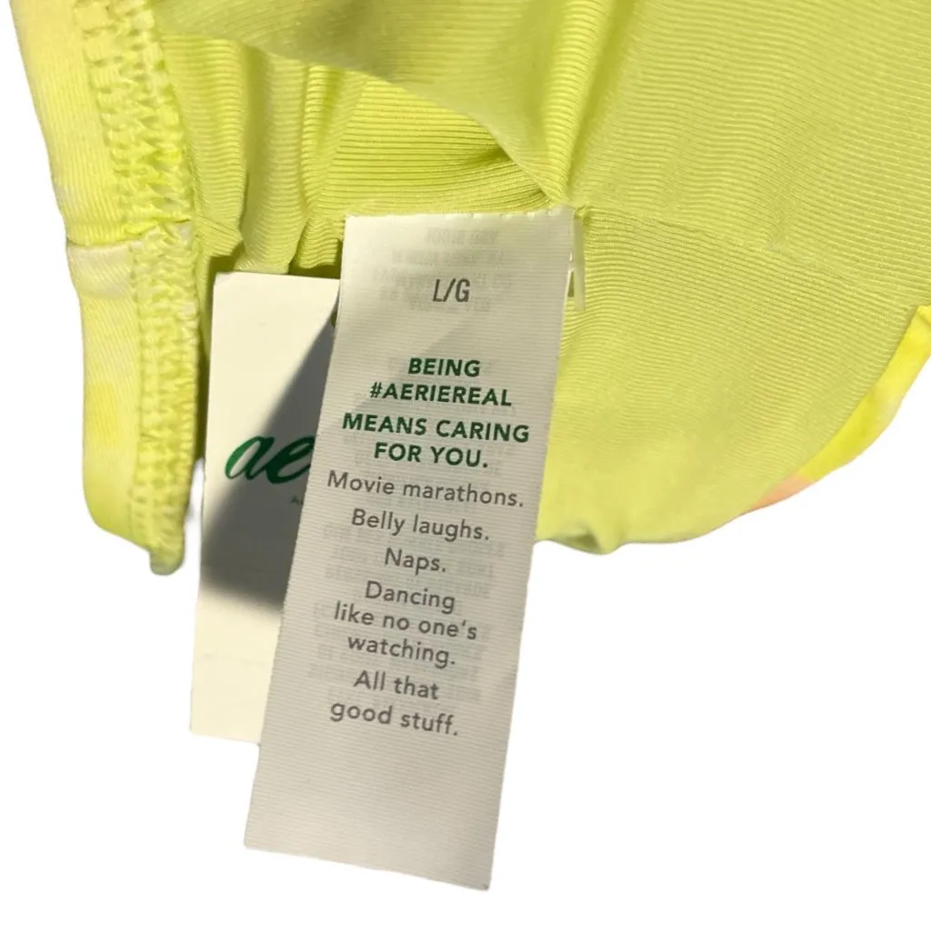 Aerie Crossover‎ Keyhole Halter Bikini Top Women's L Vibrant Mint Yellow Swim - Image 5