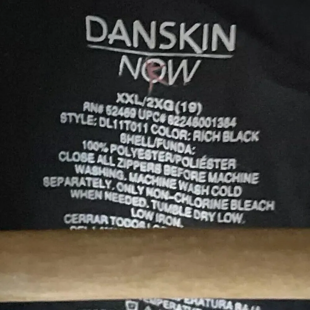 Danskin Now Womens Windbreaker Jacket Black White Zip Up 2XL Hooded Zip Size XXL - Image 6