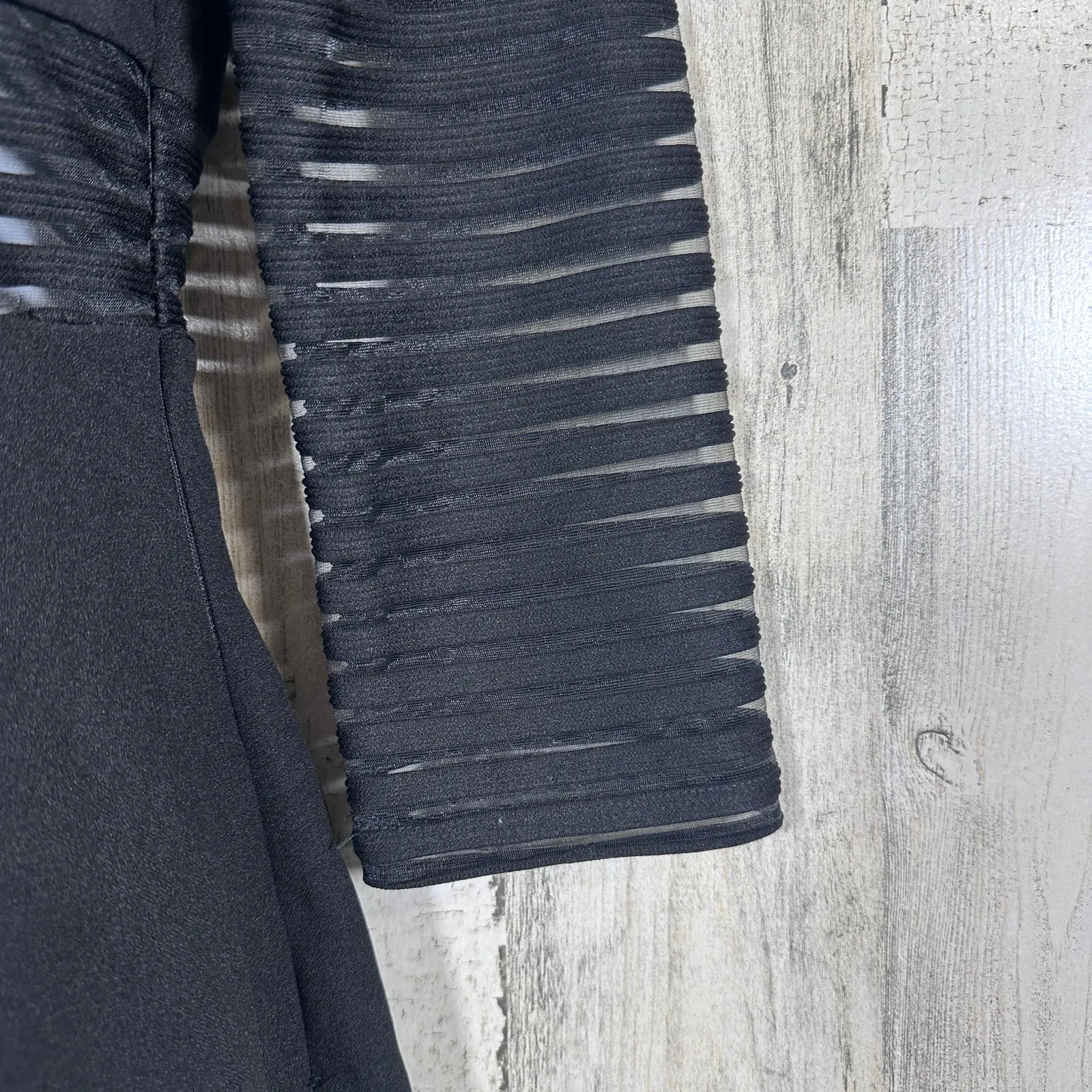 Lulu’s Black Bandage Bodycon Dress – Mesh Stripe Panel See - Image 6