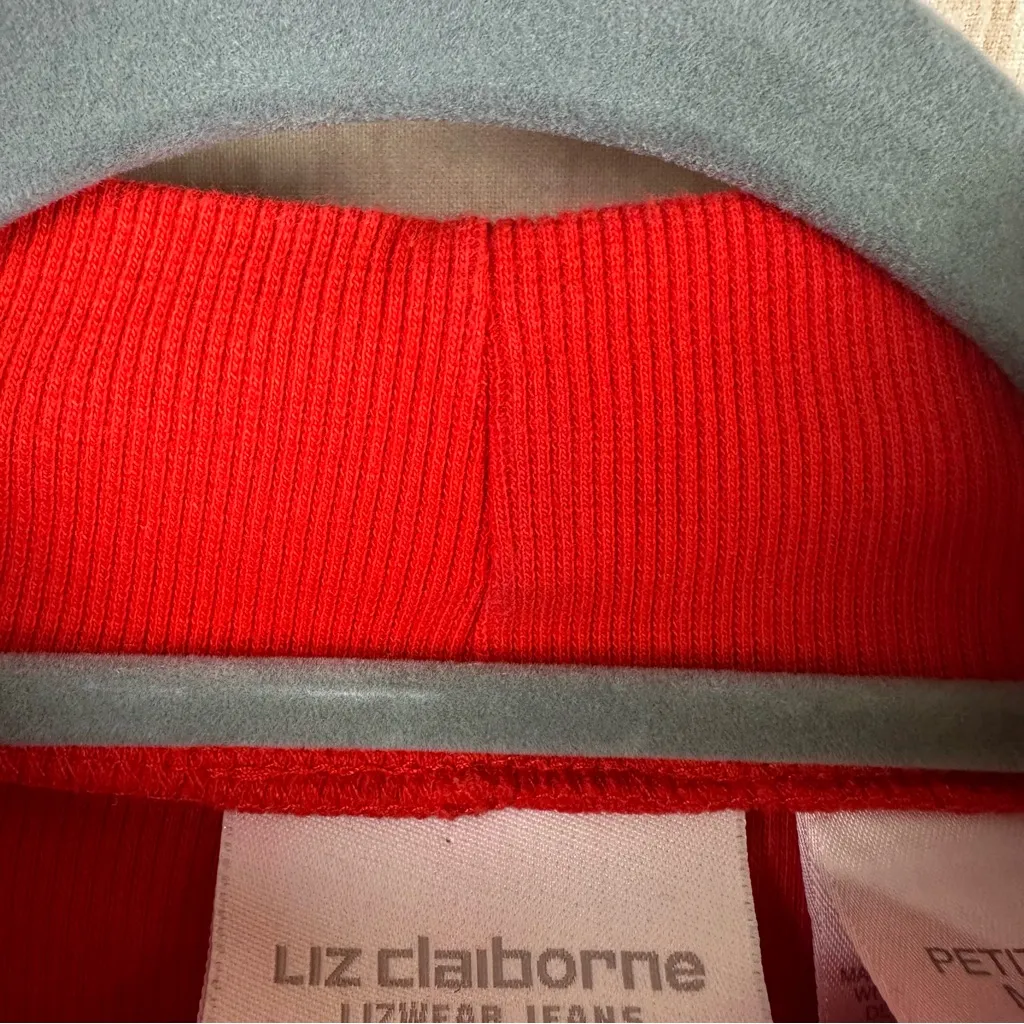 Vintage Liz Claiborne Lizwear Jeans Vibrant Red Mock Neck Shirt - Image 5