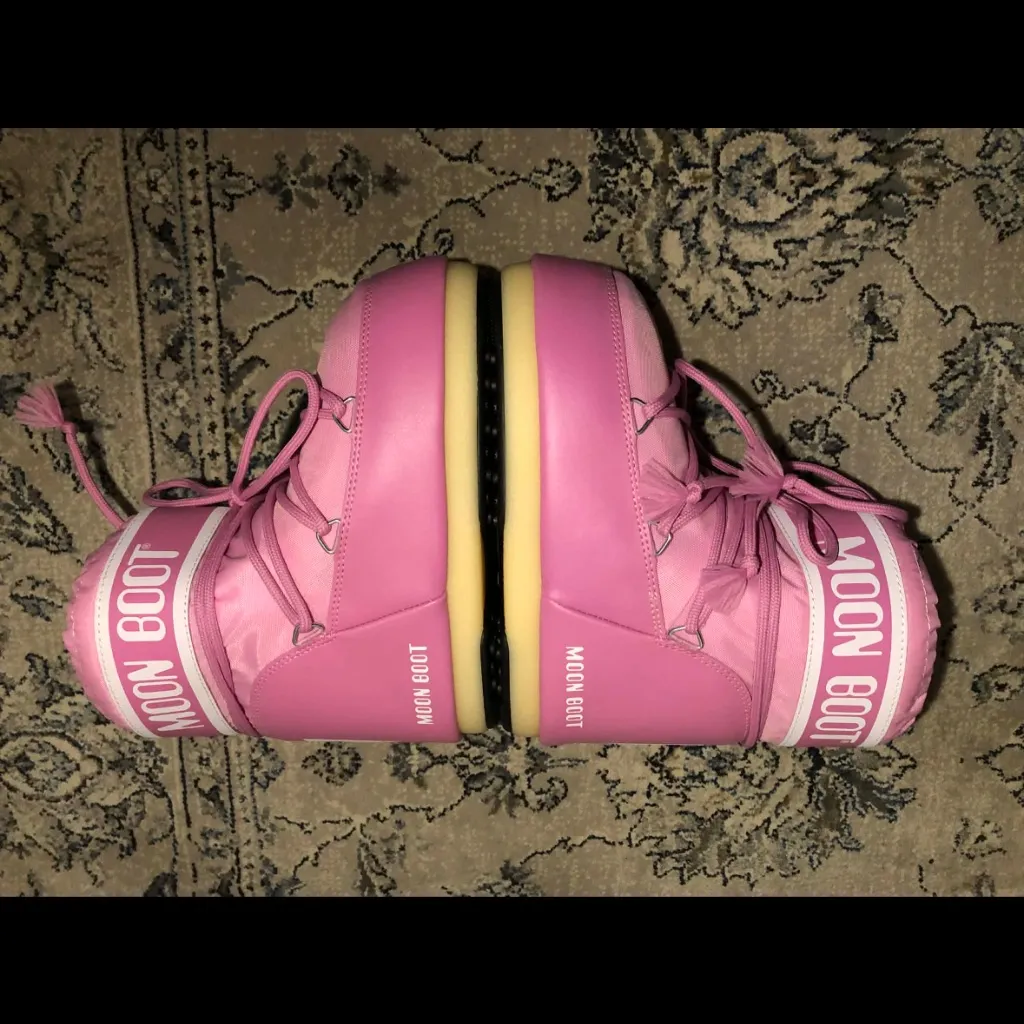 Moon Boot Icon Low Pink Nylon Boots Size 7 - Image 8