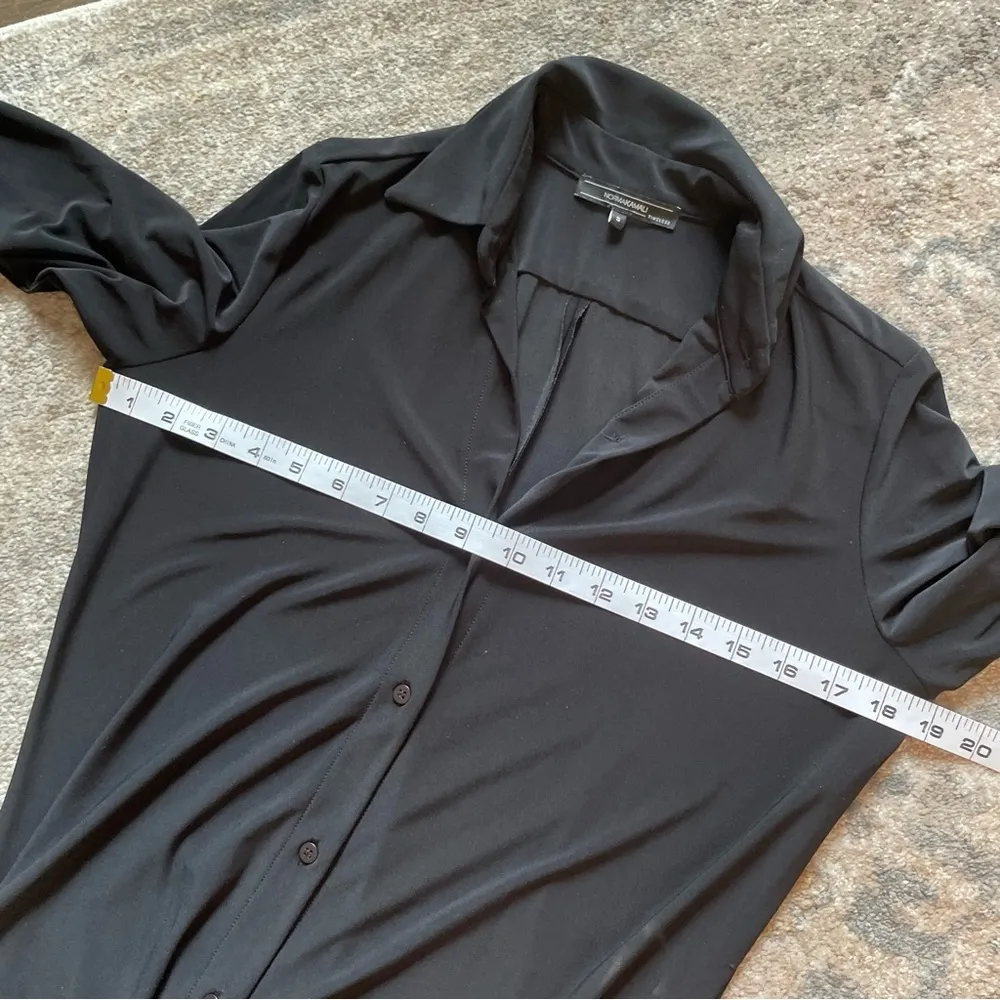 Norma Kamali Timeless Chic Minimalist Jersey Knit Black Maxi Shirt Dress Small - Image 5