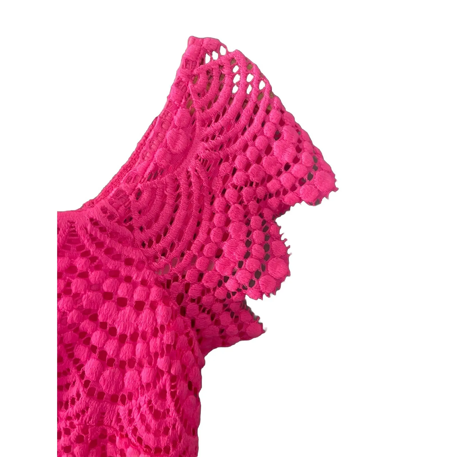 Lilly Pulitzer Jade‎ Pink Tropics scalloped shell lace dress Size S off shoulder - Image 4