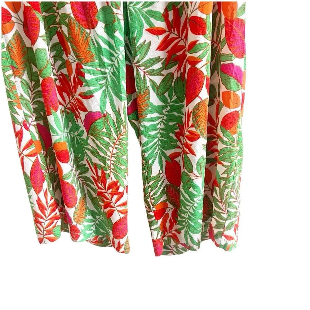 Rose & Olive Crepe Pants Cropped Plus Size Size 3X Tropical Print Lightweight - Image 3