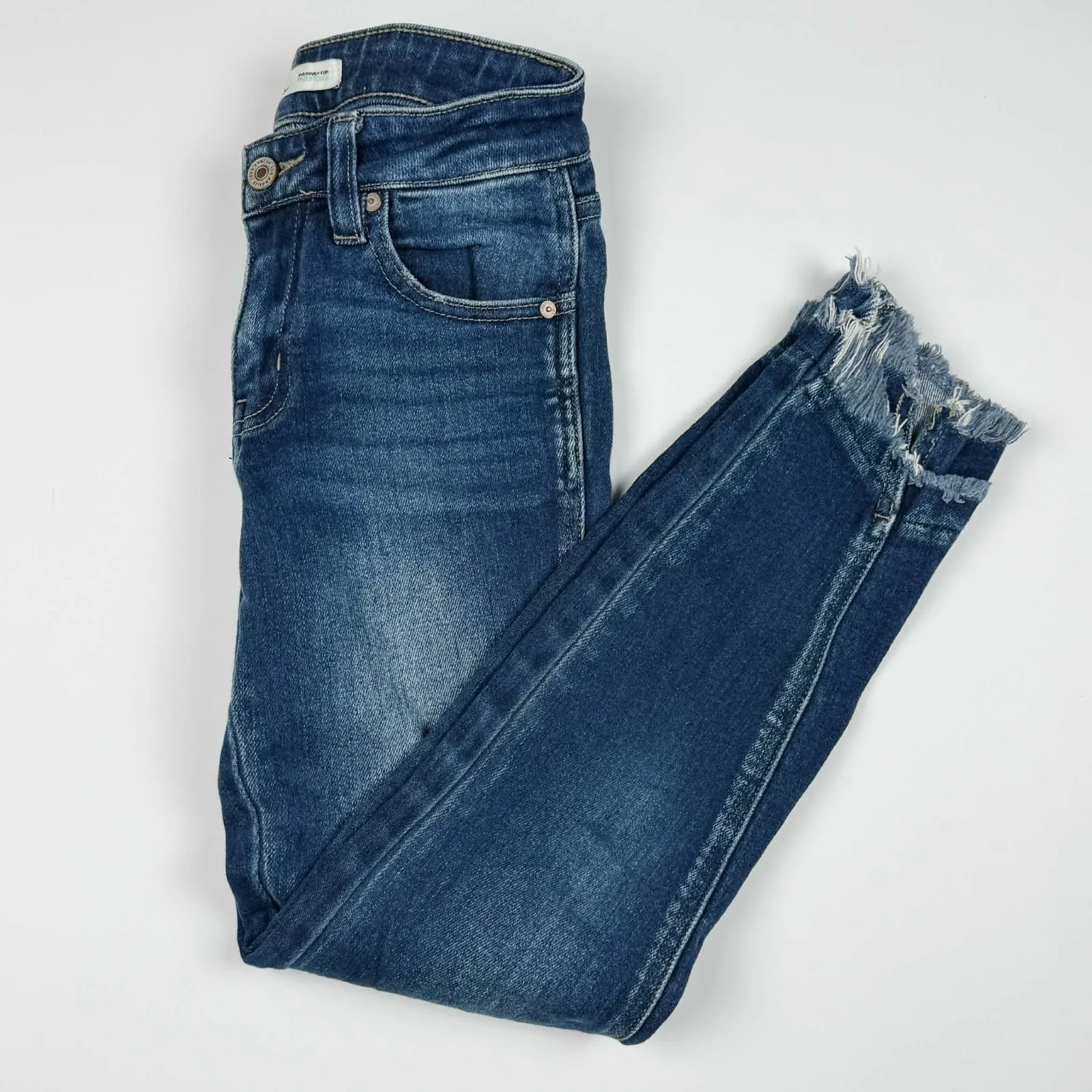 KanCan Maurices Women's Jeans 23 Skinny Mid Rise Frayed Hem Stretch Denim Blue - Image 5