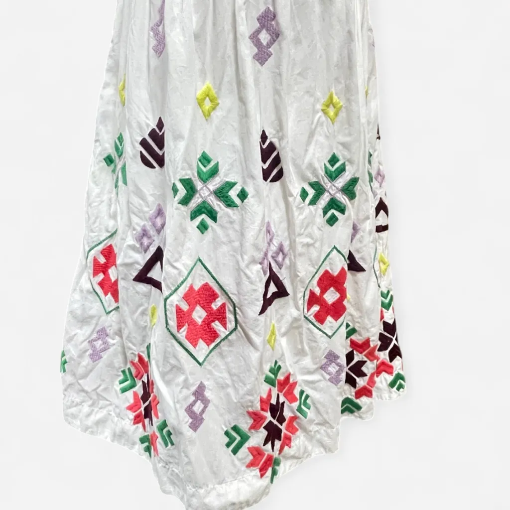 Anthropologie Dolly White Embroidered Bohemian Cotton Dress Petite XS - Image 4