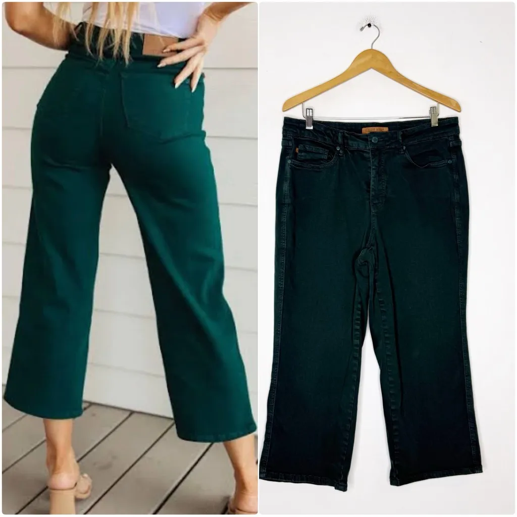 Judy Blue Real Teal Wide Leg Cropped Jeans Size 16W Tummy Control - Image 2