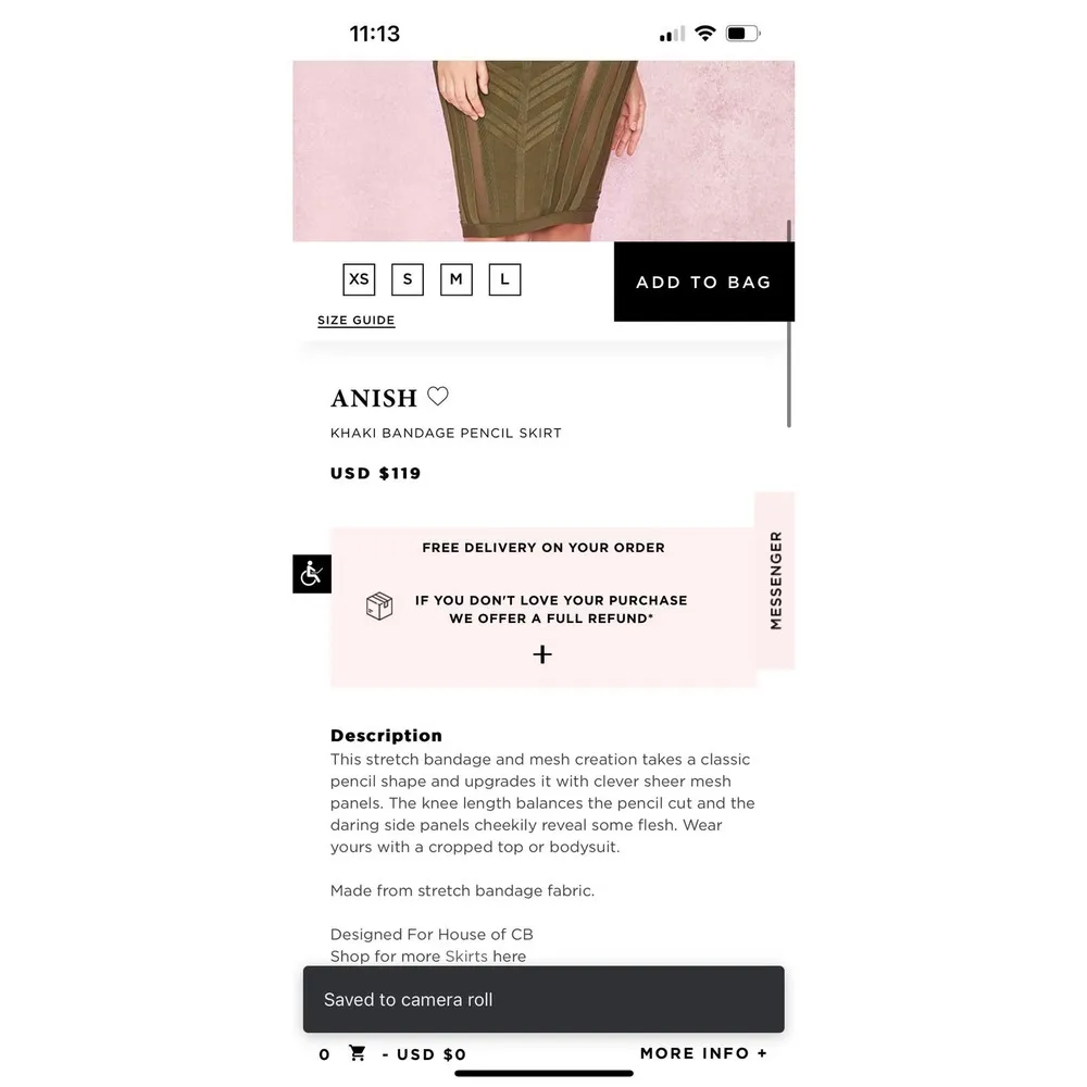 $119 House of CB Anish Khaki‎ Bandage Pencil Skirt Size S - Image 6