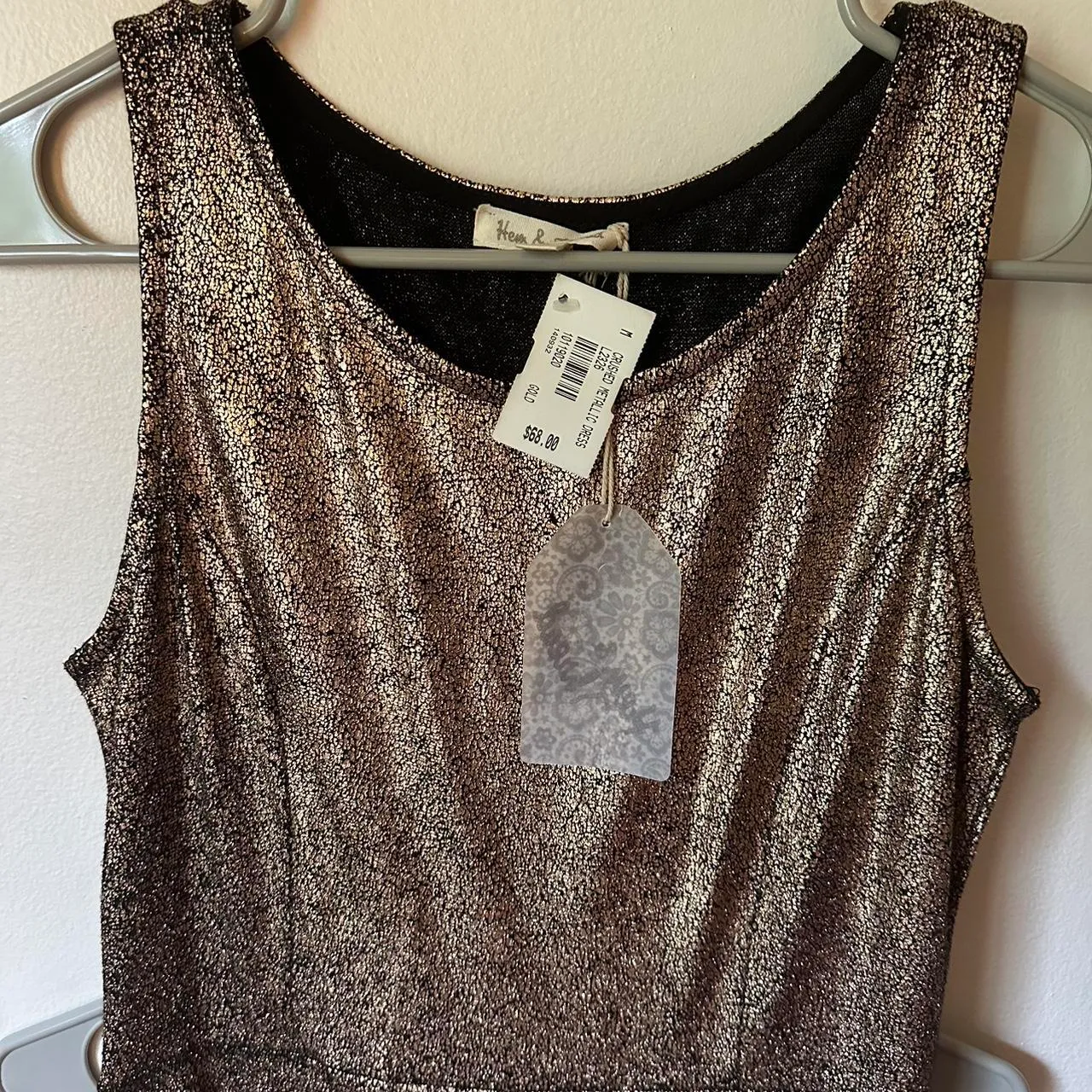 Gold Black Metallic Skater Dress Size M - Image 3