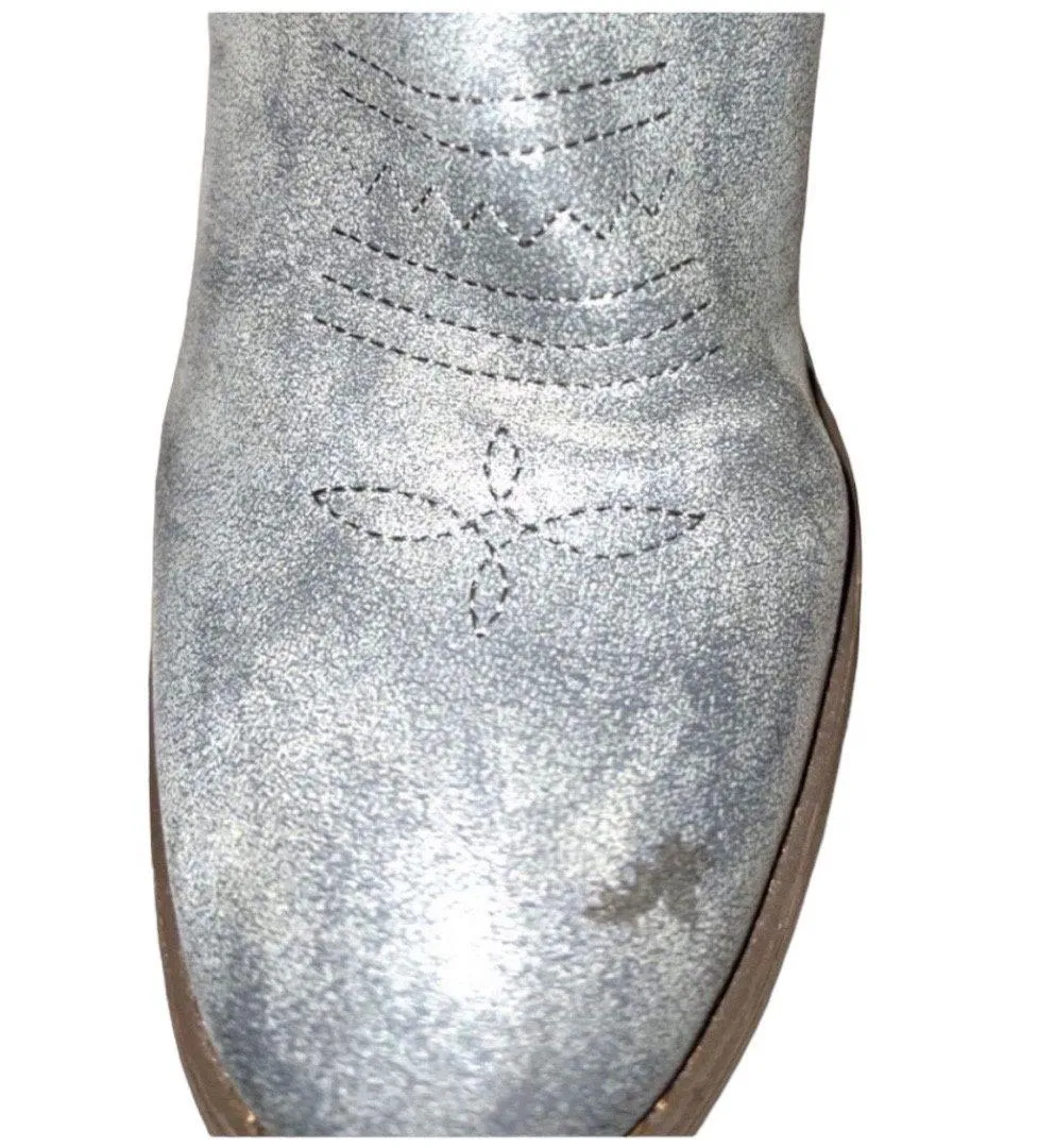 Gray Suede Leather Look Cowgirl Boots! - Image 4