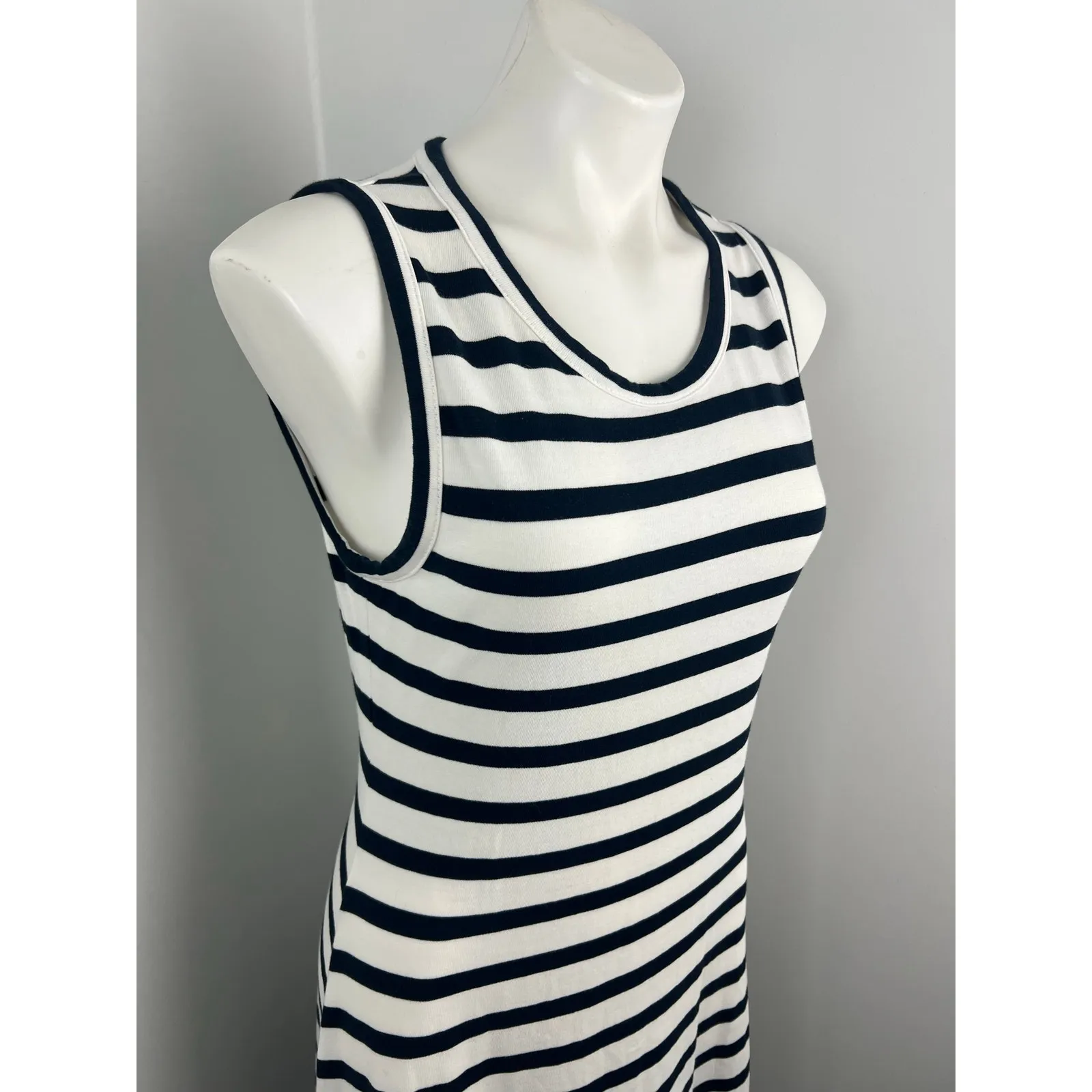 J.Crew Black and White Striped Hi Low 100% Cotton Sleeveless Sundress Small - Image 2