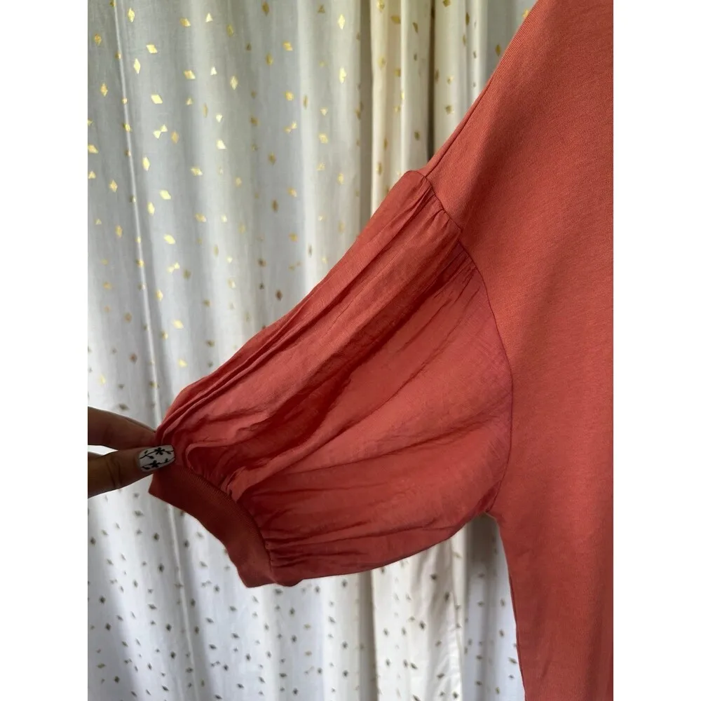 Earth Music & Ecology 100% Cotton Drop Shoulder Short Balloon Sleeve One Size Orange Size undefined - Image 3