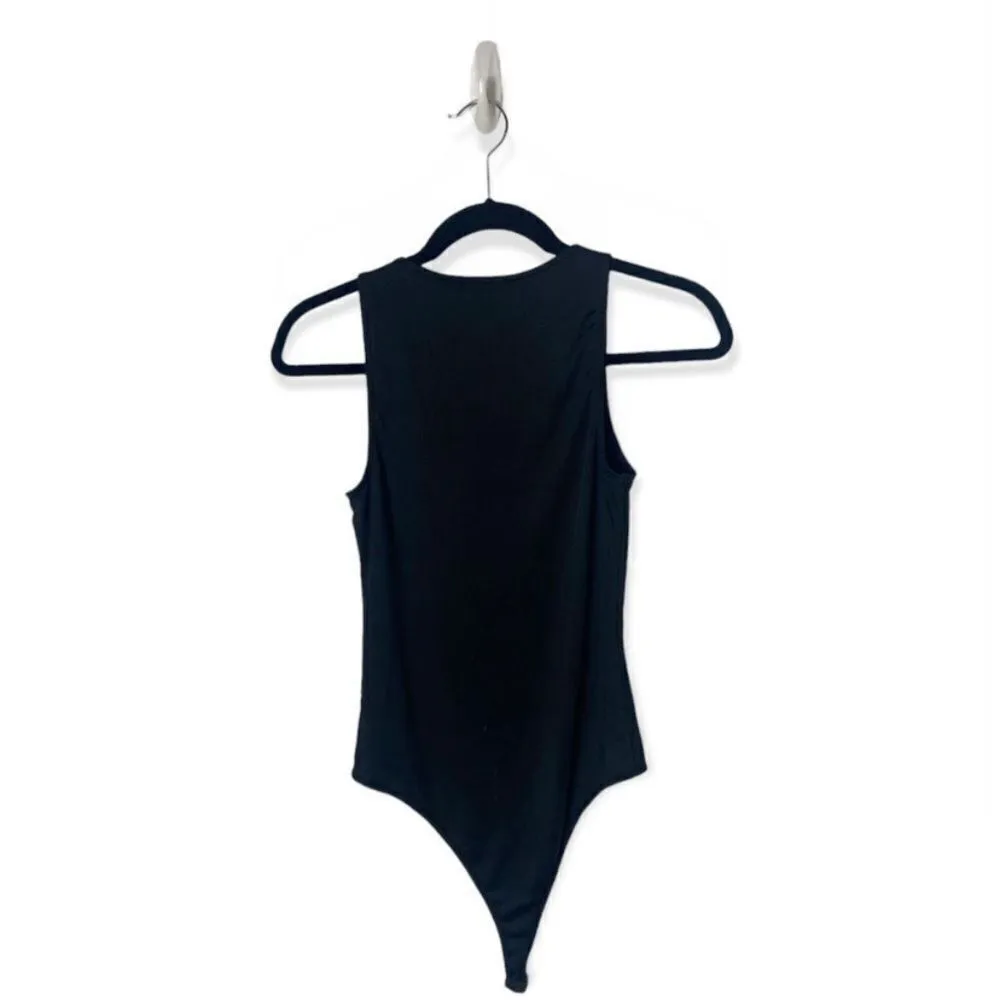 Forever 21 Black Studded Deep V Bodysuit Size S - Image 2