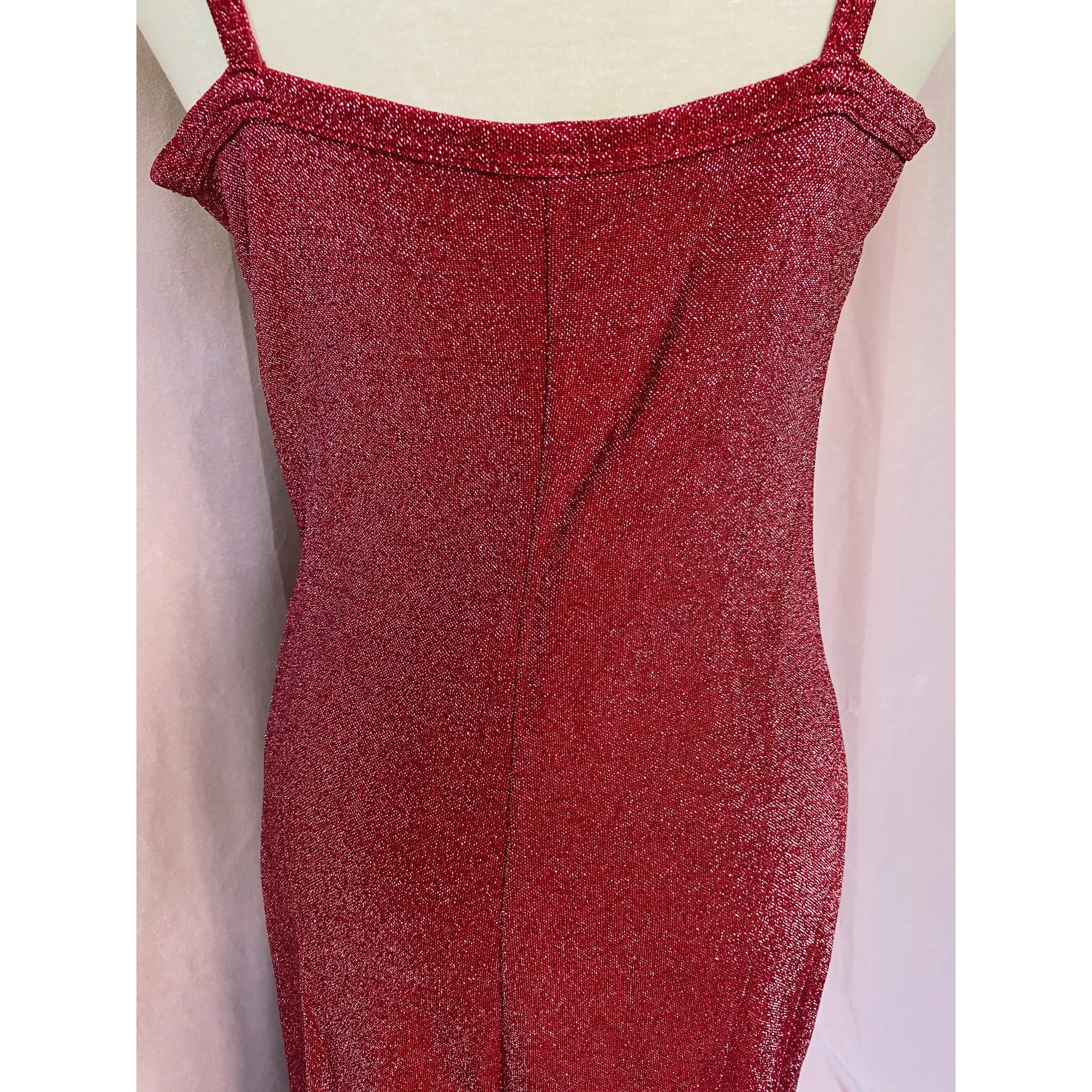 All That Jazz Vintage 1990s Red Sparkle Formal Maxi Dress L Large - Image 8