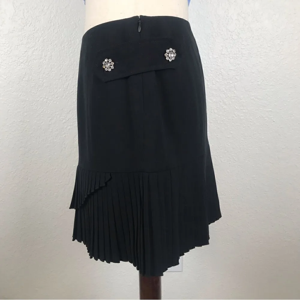INC Y2K Clueless black pleated skirt with flower rhinestone accents 6P - Image 5