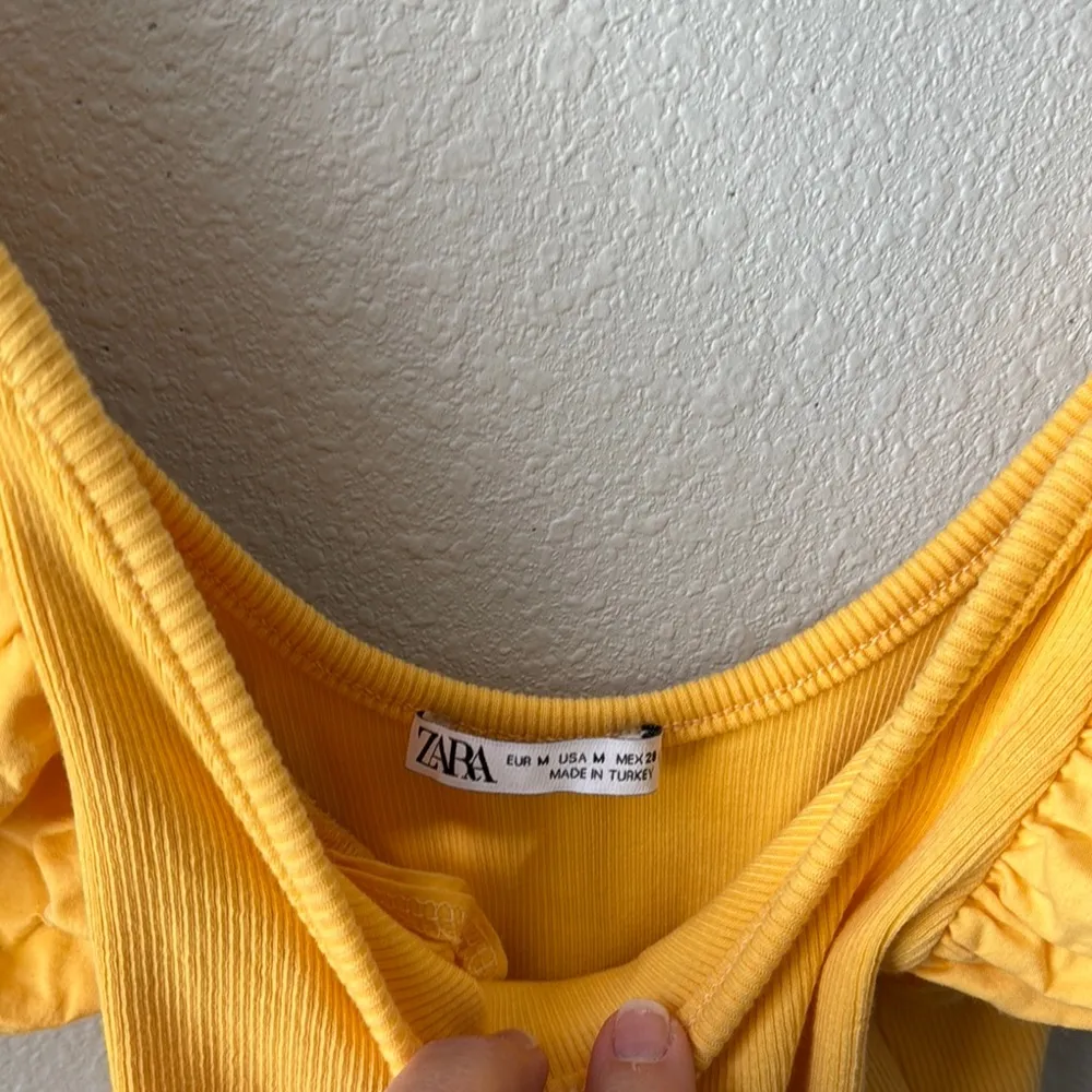 Zara Yellow Asymmetrical Puff Sleeve Bodysuit - Image 2