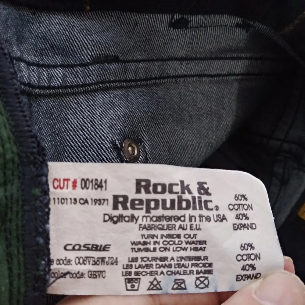 Rock & Republic Dark Straight Cosbie Jean Green Blue Plaid Detail Size 29 - Image 11