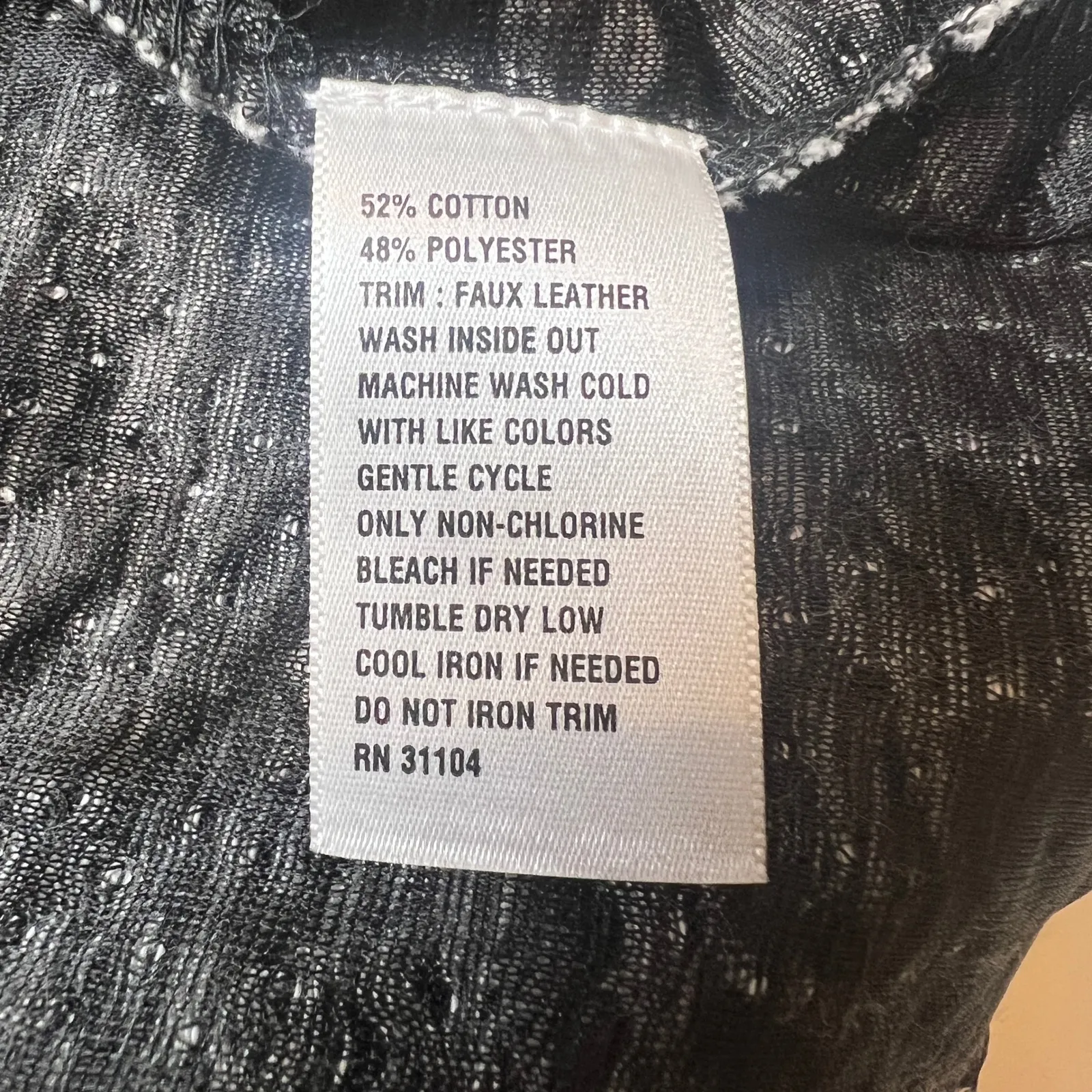 Madison Black White Floral Shift Dress Faux Leather Trim Women's Large - Image 7