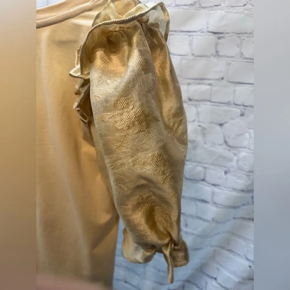 Anthropologie Brocade Statement Jacquard Puff-Sleeve Top size Large - Image 14