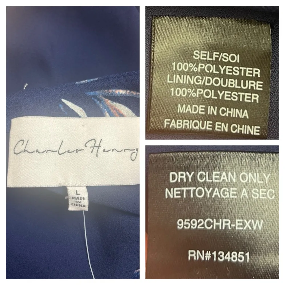 Charles Henry New Dress One Shoulder Midi Blue Pink Floral Women’s Size Large - Image 14