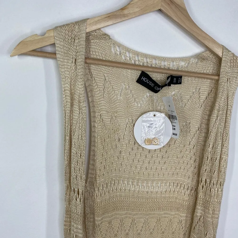 LF House of Three Cream Tan Duster Cardigan Women's Size Small/Medium S/M NWT - Image 5