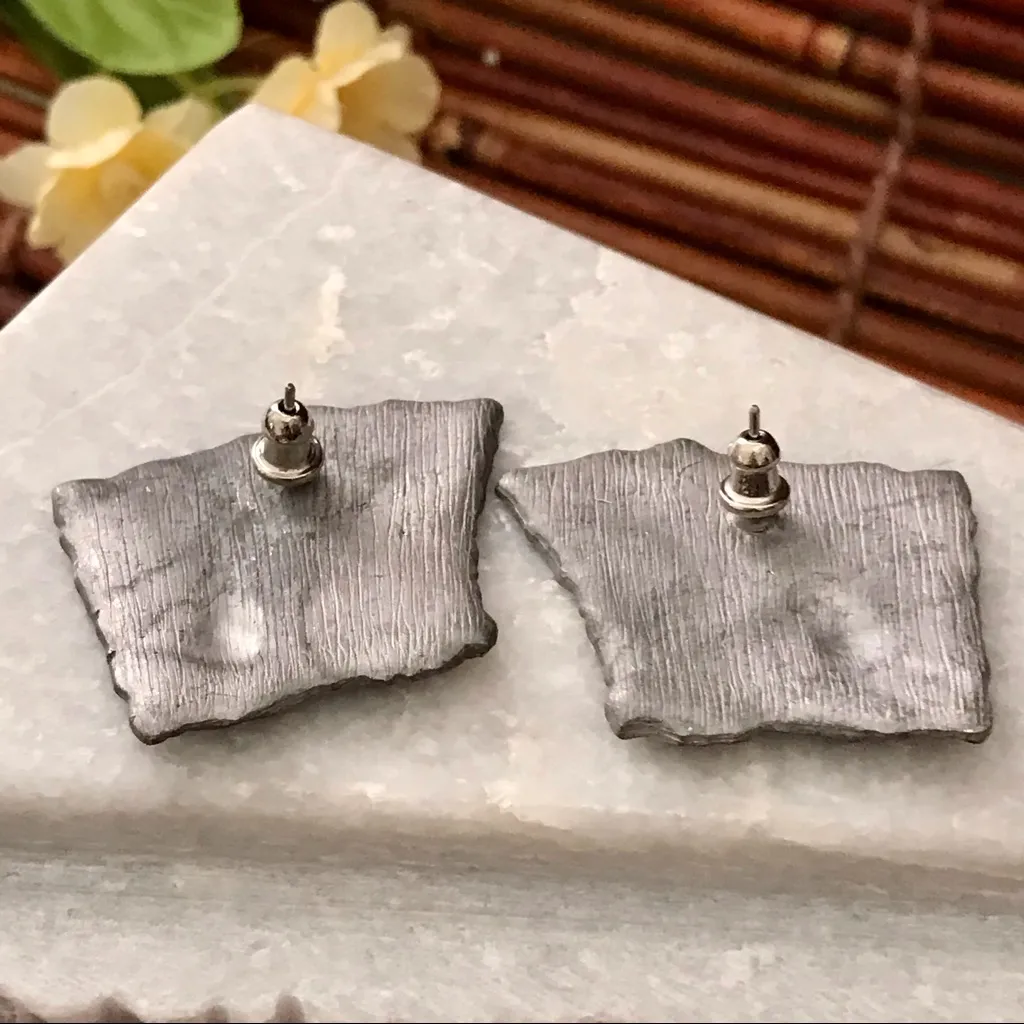 Funky 1980’s Pierced Earrings Vintage Gray - Image 2