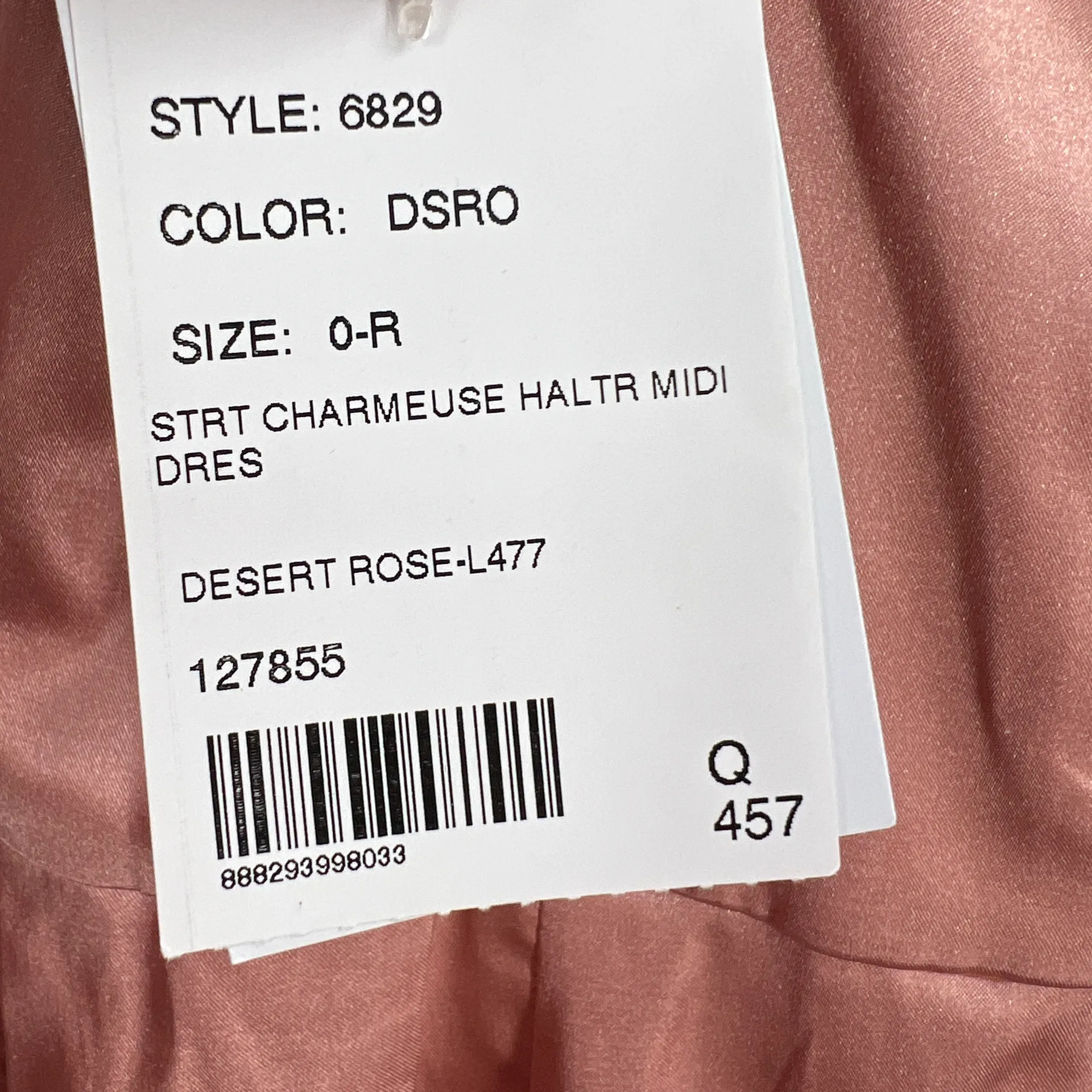 After Six Dress Desert Rose Halter‎ Neck Satin Gown Tulip Hem Pink Size 0 New - Image 6
