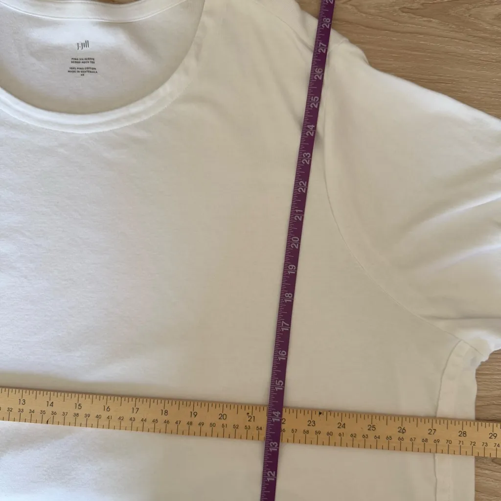 J.Jill 4X 100% Pima Cotton White Long Sleeve Tunic Tee Round Neck Minimalist - Image 5