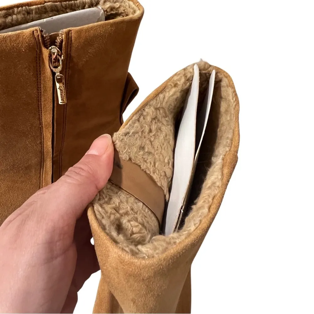 NEW LARROUDE Hailey Suede Leather Booties Tan Sz 10 - Image 9