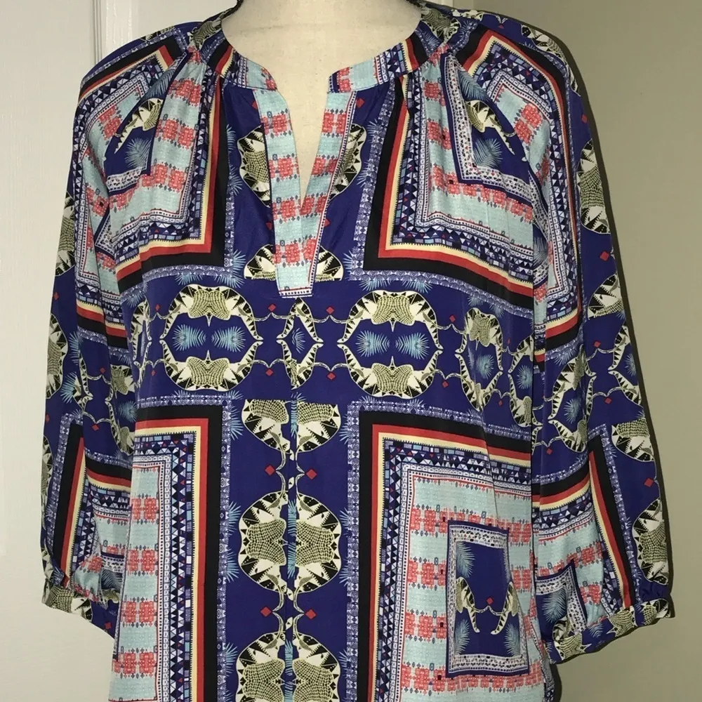 Collective concept geometric elephant print blouse Blue - Image 2