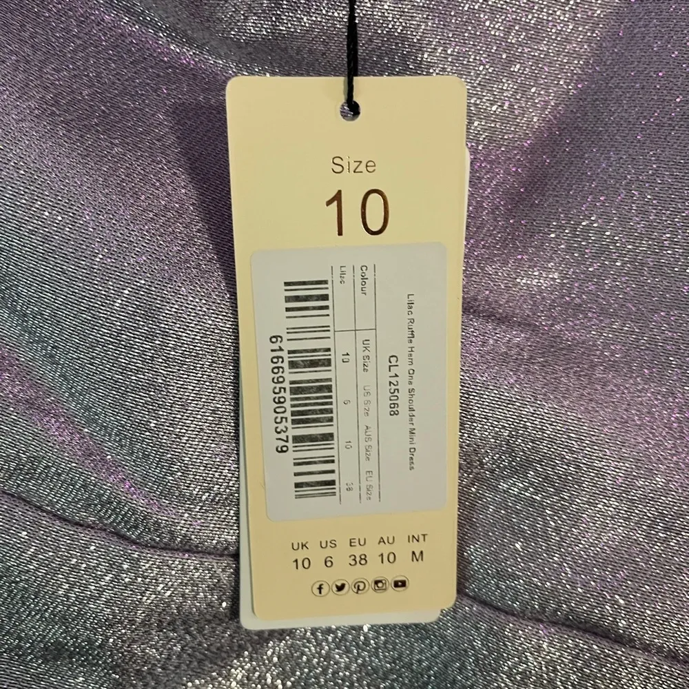 NWT Club L London lilac ruffle hem one shoulder mini dress size USA 6 Purple - Image 4