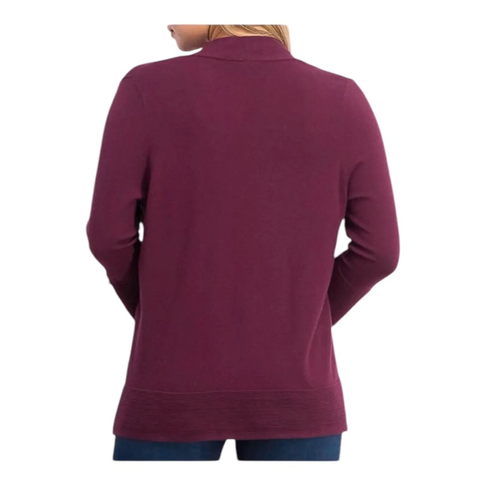 EVOLUTION by Cyrus Myna NWOT Women’s 3 Button Sleeve Cardigan Burgundy Small - Image 2