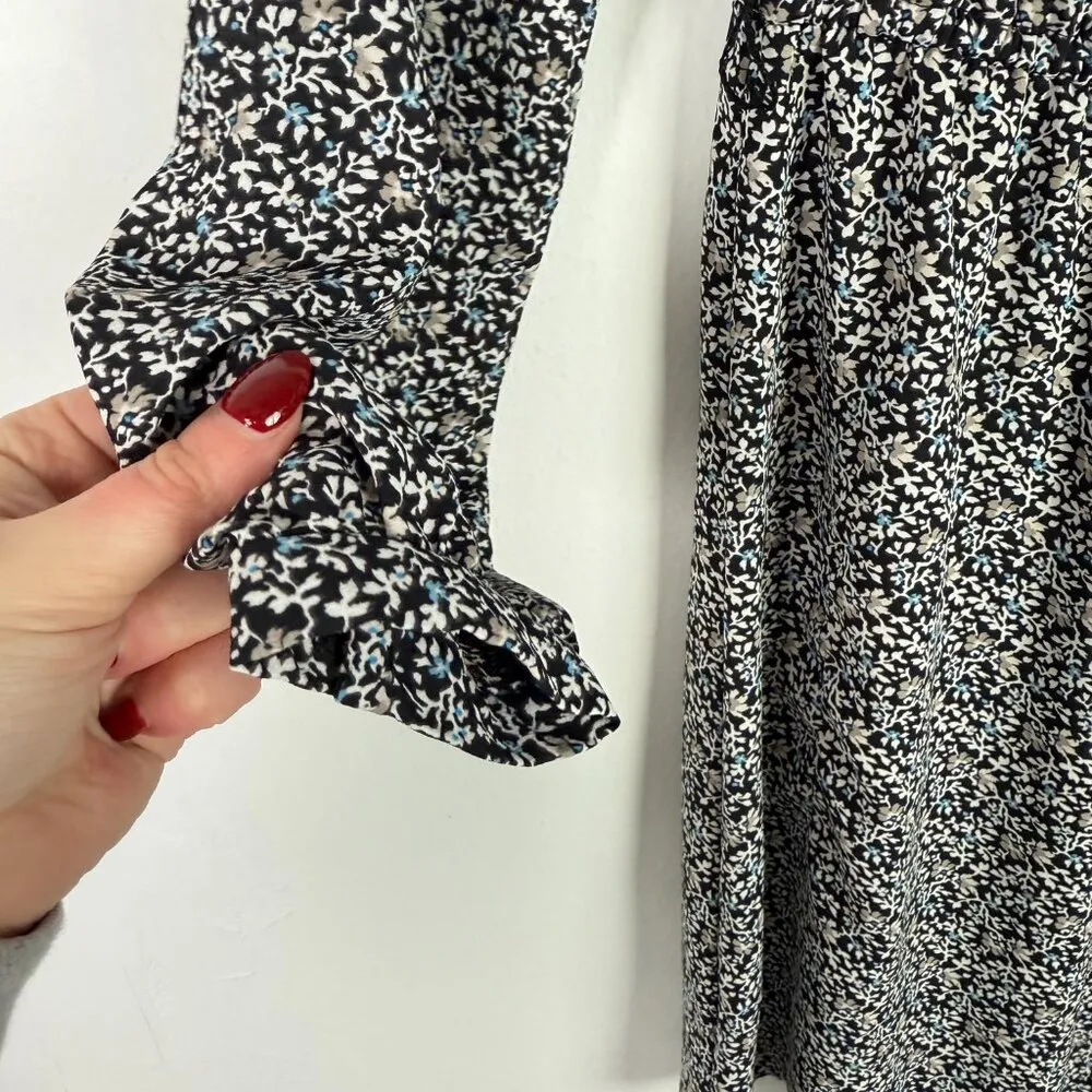 NWT  Floral Long Sleeve Ruffle Dress Black Size 2P 2 Petite NEW - Image 4