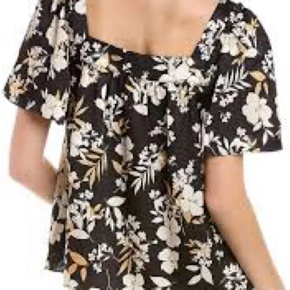 Draper James Black and Cream Floral Blouse Size XS NWT - Image 2