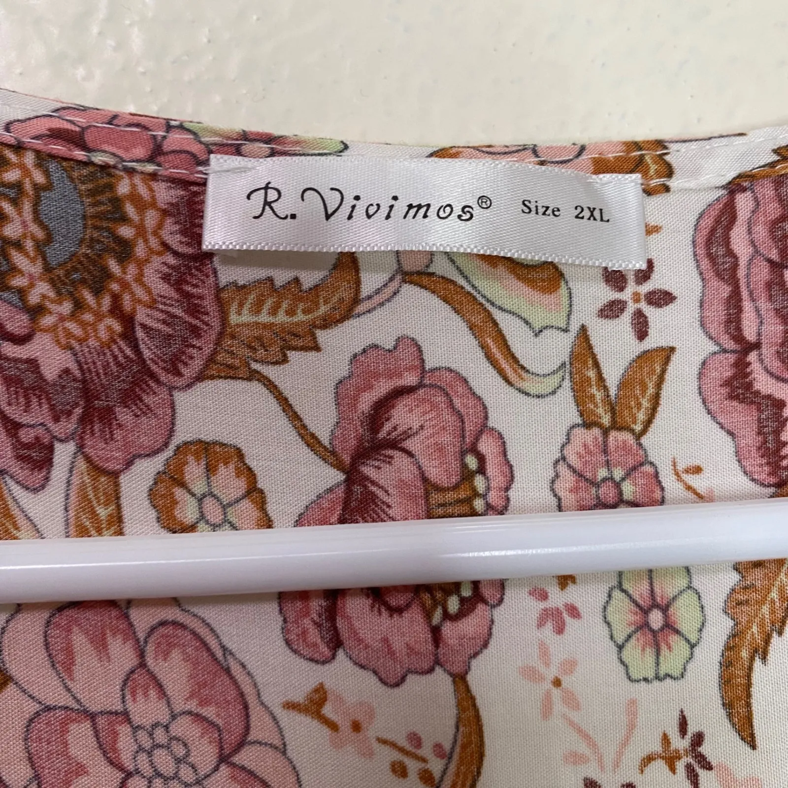 R Vivimos Boho Floral Maxi Wrap Dress V Neck Short Sleeve Size 2XL White - Image 6