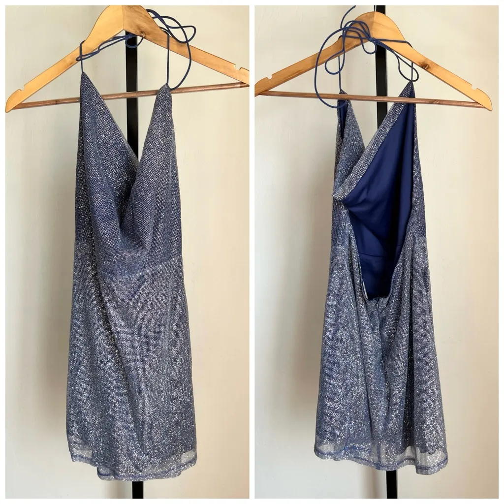 Hello Molly Disco Eternal Dress US 6 New Years Holiday Party Blue Sparkly - Image 3