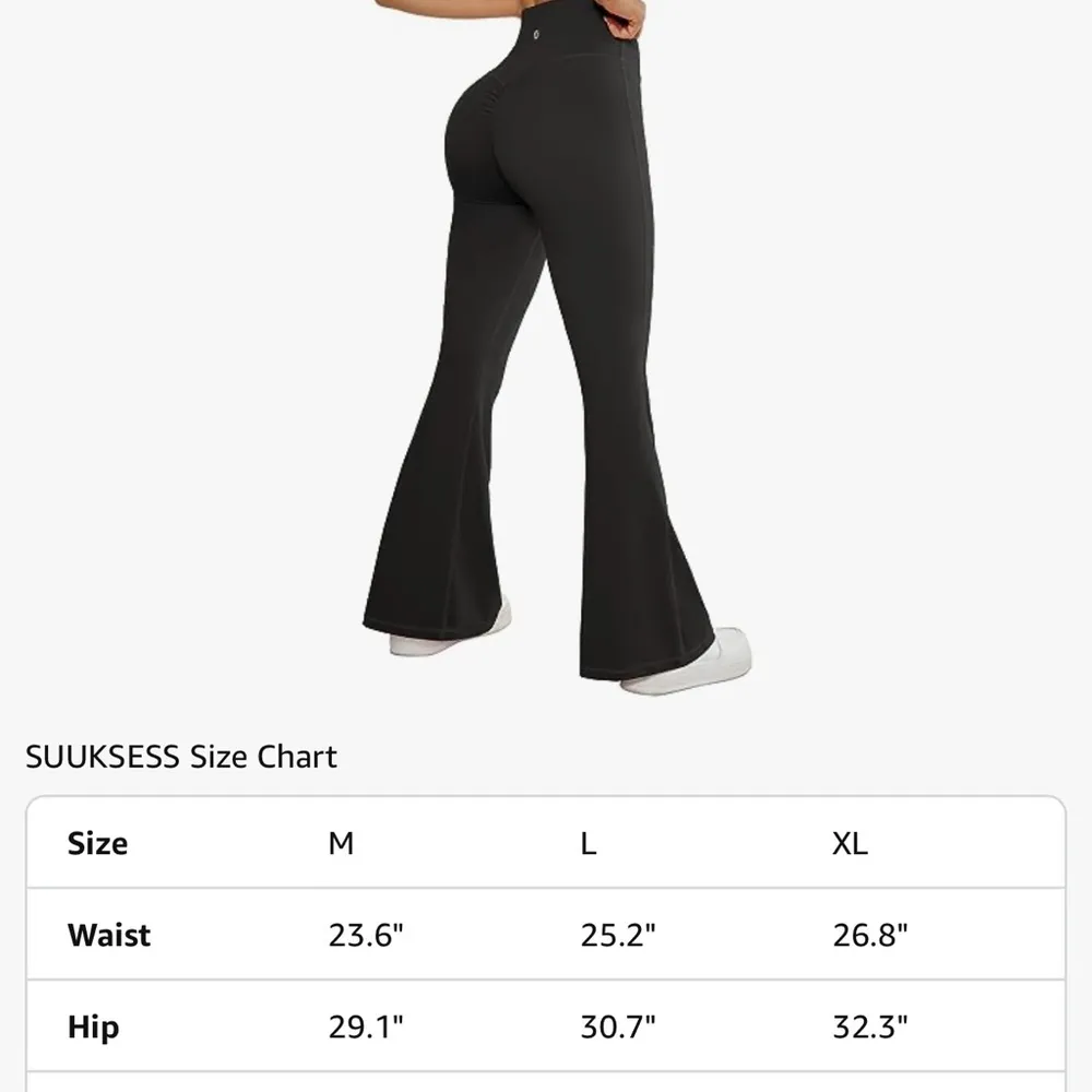 Suuksees flare scrunch butt lifting bootcut highwaist yoga pants XL NEW Black - Image 3
