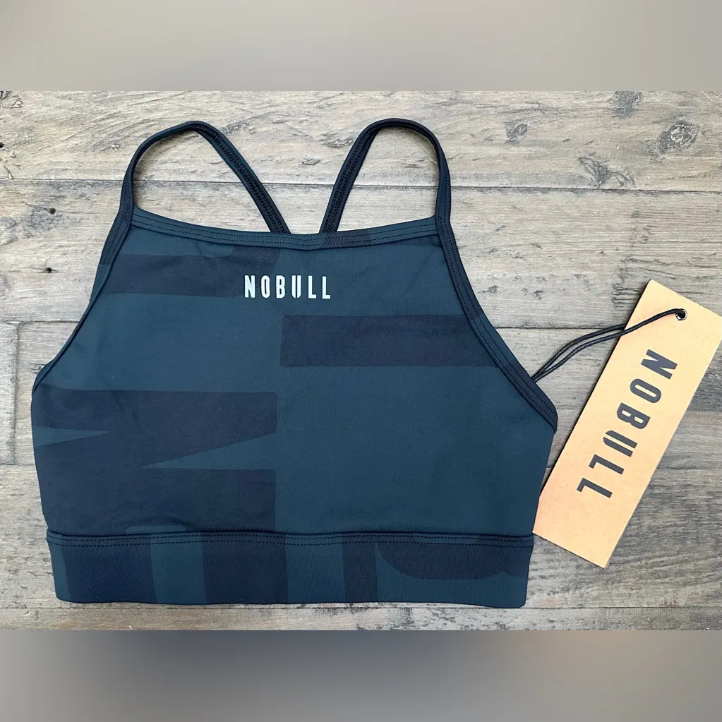 NWT NOBULL Matte High-Neck Sports Bra - XS - NB Print (green and black) - Image 3